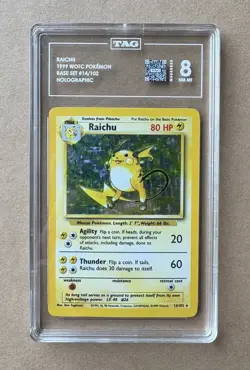 Raichu 14/102 Base Set Pokemon Card Holo Rare - TAG grade 8 Near Mint(Low POP) - Image 1