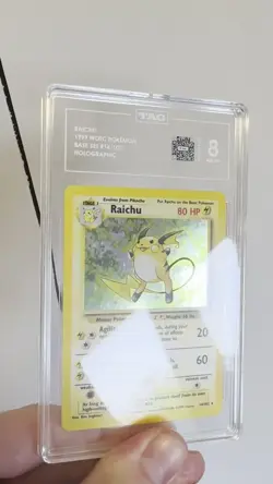 Raichu 14/102 Base Set Pokemon Card Holo Rare - TAG grade 8 Near Mint(Low POP) - Image 2