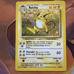 Pokemon TCG Raichu Base Set Holo Unlimited Rare Card 14/102 LP - Image 1