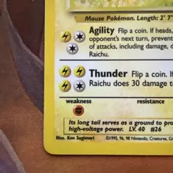 Pokemon TCG Raichu Base Set Holo Unlimited Rare Card 14/102 LP - Image 3