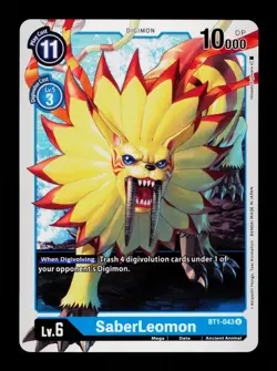 SaberLeomon BT1-043 Blue Digimon Card CCG Trading Card - Image 1