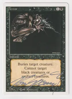 Silver Signed Terror LP Revised Edition Artist Ron Spencer 1994 WOTC MTG Magic! - Image 1