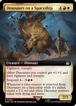 MTG English Dinosaurs on a Spaceship (Extended Art) NM Foil - Image 1