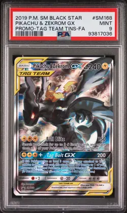 Pikachu & Zekrom GX SM168 Tag Team Tins Sm Black Star Promo Pokemon PSA 9 - Image 1