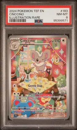 2024 Pokemon TEF en Cinccino Illustration Rare #183 PSA 8 - Image 1