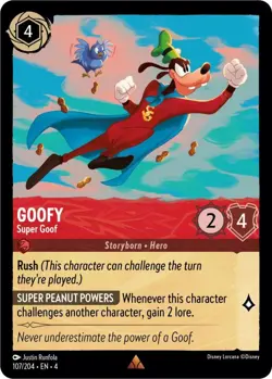 Disney Lorcana TCG - Ursula's Return - Goofy - Super Goof - RARE 107/204 - Image 1