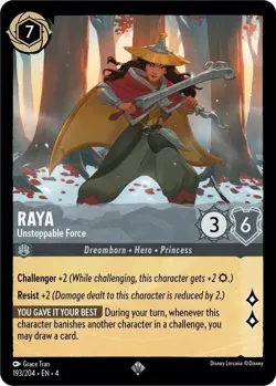 Disney Lorcana Ursula’s Return - Raya - Unstoppable Force - 193/204 - Image 1