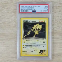 PSA 9 1st Edition Rocket's Zapdos 15/132 Gym Challenge Holo Rare Pokemon Card - Image 1