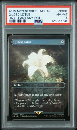2025 MTG SECRET LAIR DROP FINAL FANTASY-FOIL #0909 GILDED LOTUS PSA 8 - Image 1