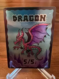 Wizard Of The Barge Magic The Gathering Foil Dragon 5/5 Token Kickstarter - Image 1