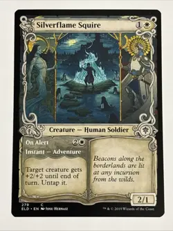MTG Throne of Eldraine Silverflame Squire Showcase 279 NM - Image 1