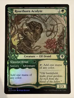 MTG Throne of Eldraine Rosethorn Acolyte Showcase Foil 300 NM - Image 1