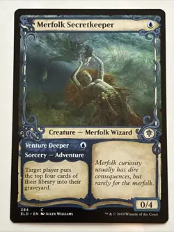 MTG Throne of Eldraine Merfolk Secretkeeper Showcase 284 NM - Image 1