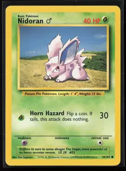 Nidoran M 55/102 Common Base Set Unlimited Pokemon LP - Image 1