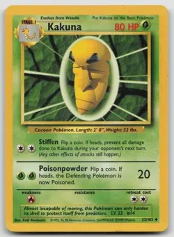 Kakuna 33/102 Uncommon Base Set Unlimited Pokemon LP - Image 1