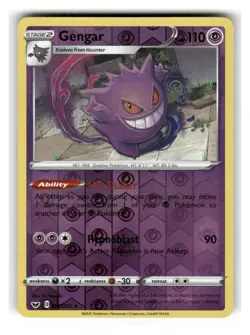 Gengar 085/202 Holo Rare Sword & Shield Pokemon Reverse Holo Near Mint - Image 1