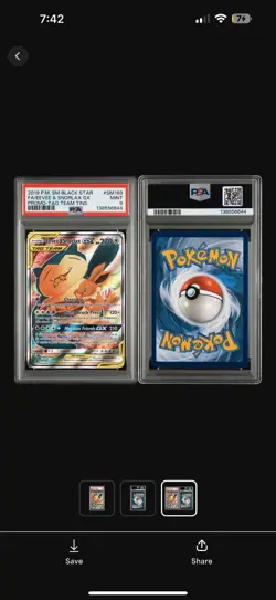 2019 POKEMON SM BLACK STAR PROMO TAG TEAM TINS FULL ART/EEVEE & SNORLAX GX PSA 9 - Image 2