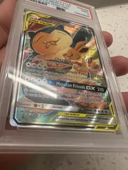 2019 POKEMON SM BLACK STAR PROMO TAG TEAM TINS FULL ART/EEVEE & SNORLAX GX PSA 9 - Image 3