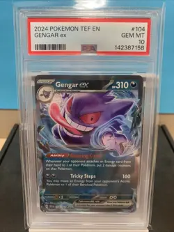 2024 POKEMON TEMPORAL FORCES EN GENGAR EX#104 /162 PSA 10 GEM MT - Image 1