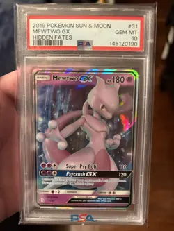 2019 POKEMON SUN & MOON HIDDEN FATES #31 MEWTWO GX PSA 10 NEW CERT - Image 1