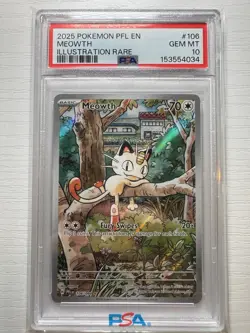 2025 Pokemon Meowth Illustration Rare #106 PSA 10 GEM MT - Image 1