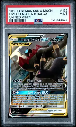 Umbreon & Darkrai Gx 2019 Pokemon Sun & Moon Unified Minds #125/239 PSA 9 - Image 1