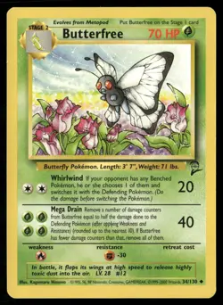 Butterfree 34/130 Uncommon Base Set 2 Pokemon Moderately Played - Image 1