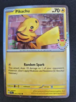Pokemon 30th Anniversary 2026 Pikachu 051/162 Swirl Cosmo Holo Eng NM - Image 1