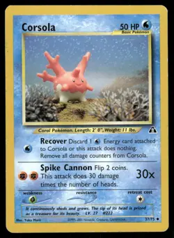 2001 Pokemon Corsola Uncommon Neo Discovery 37/75 Unlimited DMG - Image 1