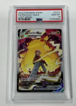 Pokemon Pikachu VMAX Lost Origin Trainer Gallery Full Art #TG17 PSA 10 Gem Mint - Image 1