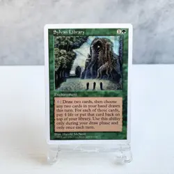 MTG Sylvan Library 5th Edition White Border Rare Green Enchantment Card Draw Mag - Image 1
