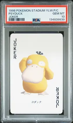 PSA 10 - Psyduck Joker - Pokemon Stadium Yellow Poker Playing Card 1998 Vintage - Image 1
