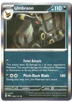 Umbreon 059/131 Holo Rare Prismatic Evolutions Pokemon Holo Near Mint - Image 1