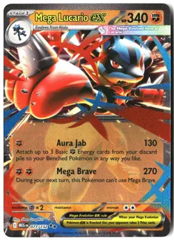 Mega Lucario ex 077/132 Double Rare Mega Evolution Pokemon Holo Near Mint - Image 1