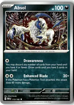 Absol 113/182 Uncommon Paradox Rift Pokemon Near Mint - Image 1