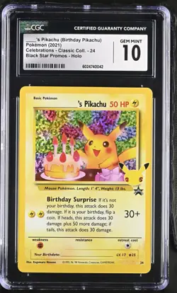 Pokemon CGC 10 Birthday Pikachu 24/53 Celebrations Classic Collection Holo 2021 - Image 3