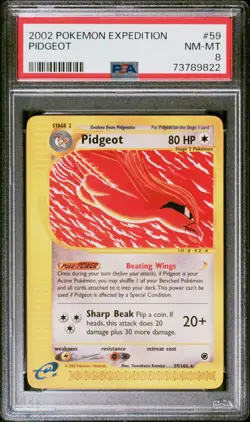 Pokemon TCG Pidgeot Expedition Base set 2002 59/165 Non Holo Rare PSA 8 NM-MT - Image 1