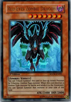 Yugioh Red-Eyes Zombie Dragon SDZW-EN001 1st Edition Ultra Rare NM - Image 1