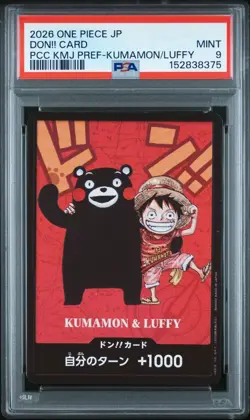 PSA 9 - Luffy & Kumamon DON!! Card Promo One Piece Japanese Kumamoto Prefecture - Image 1