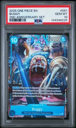 PSA 10 - Buggy OP09-051 Promo - One Piece English 2nd Anniversary Set English - Image 1