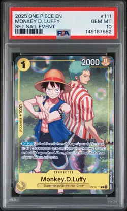 PSA 10 - Monkey D. Luffy & Zoro OP10-111 Set Sail Event Promo One Piece English - Image 1