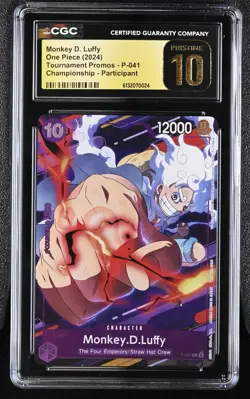 CGC 10 Pristine - Monkey D. Luffy P-041 Promo One Piece Emotion Participant 2024 - Image 1
