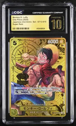 CGC 10 Pristine Monkey D Luffy ST13-015 2nd Anniversary Promo One Piece Japanese - Image 1