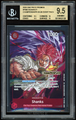 BGS 9.5 - Shanks P-083 Championship 25-26 Stamped Promo One Piece CS Event Pack - Image 1