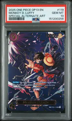 ONE PIECE OP13 CARRYING ON HIS WILL OP09-119 MONKEY D. LUFFY PSA 10 SP ALT ART - Image 1