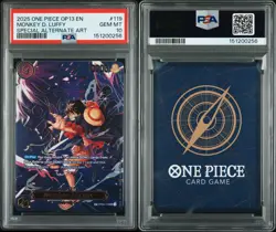 ONE PIECE OP13 CARRYING ON HIS WILL OP09-119 MONKEY D. LUFFY PSA 10 SP ALT ART - Image 3