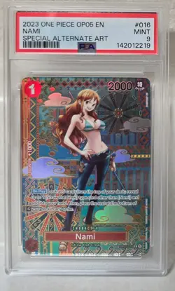One Piece TCG Nami (SP) OP01-016 Awakening of the New Era Foil OP05 PSA Mint 9 - Image 1