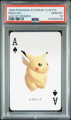 PSA 10 - Pikachu Ace of Spades - Pokemon Stadium Yellow Poker Playing Card 1998 - Image 1