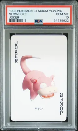 PSA 10 - Slowpoke Joker - Pokemon Stadium Yellow Poker Playing Card 1998 Vintage - Image 1