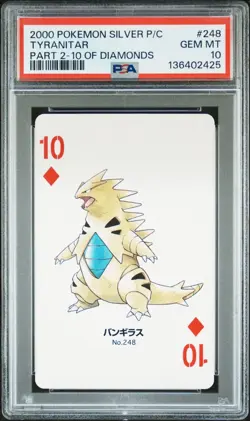 PSA 10 Tyranitar #248 Pokemon Silver Part 2 Poker Playing Card 2000 10 Diamonds - Image 1